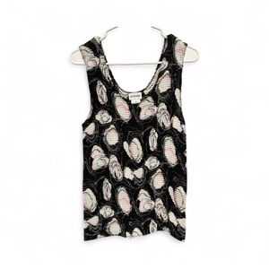 Vintage Y2K Era Liz Baker Black, Pink & White Crinkle Style Tank Top Size 10